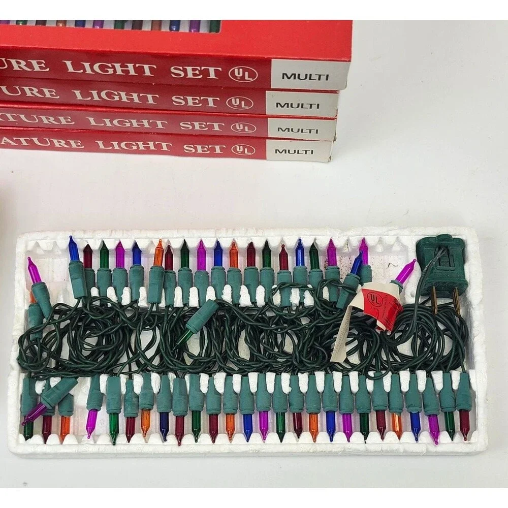 Lot of 5 Vintage Holiday Traditions 50 Miniature Light Sets Multi-Color New NOS